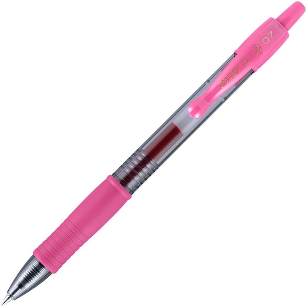 Gel Pen, Retractable, Rubber Grip, Fine Pt, Pink PK